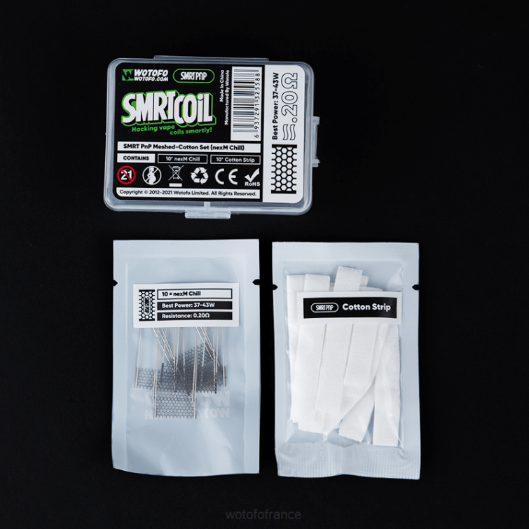 Wotofo SMRT ensemble en coton et maille pnp Nexmesh extrême BHZ8340 Wotofo vape flavours