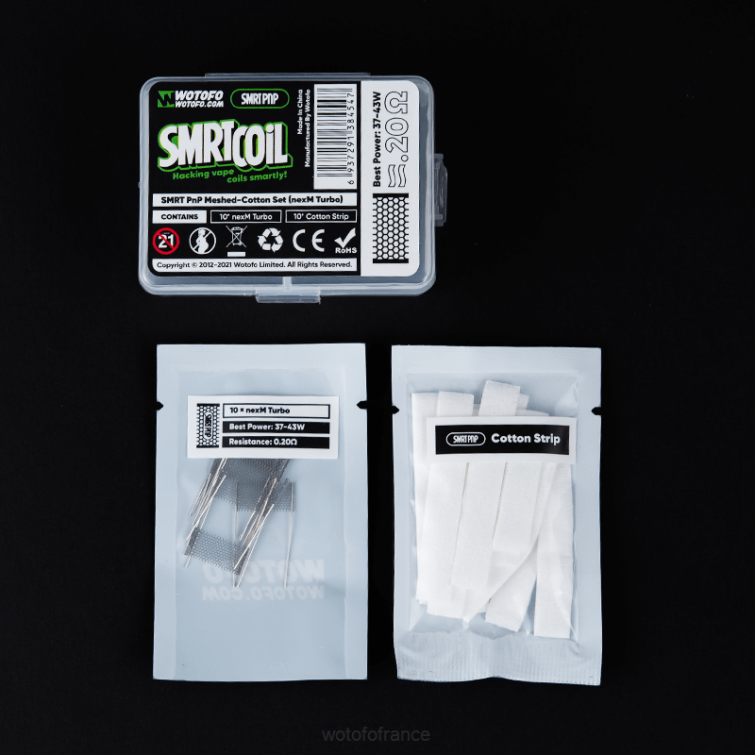 Wotofo SMRT ensemble en coton et maille pnp Turbo Nexmesh BHZ8339 Wotofo vapes review