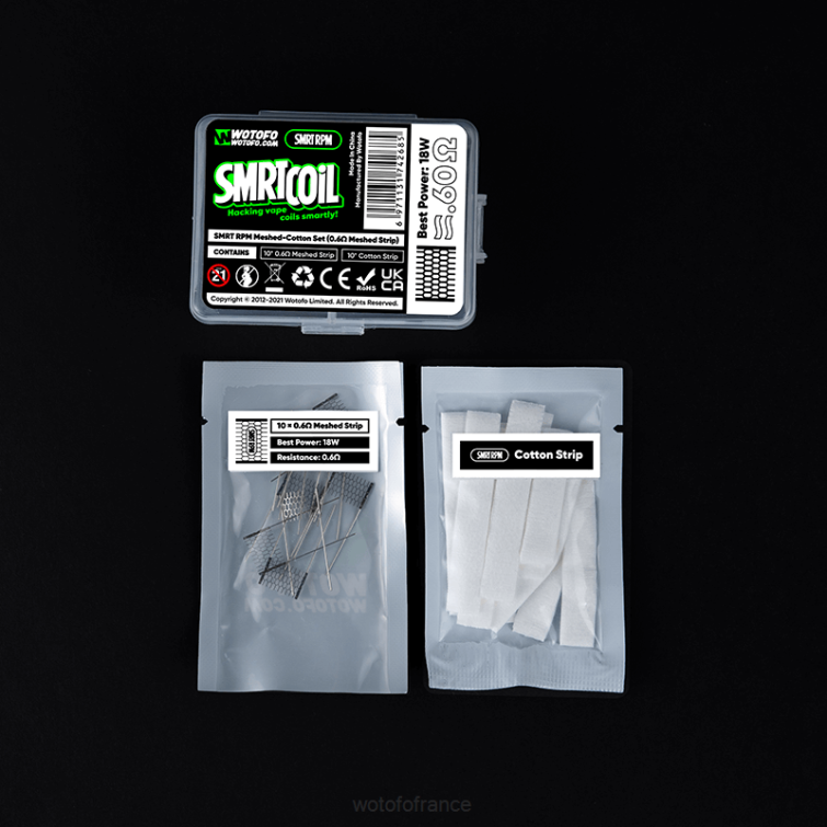 Wotofo SMRT ensemble en coton résille RPM Maille 0,4 ohm + coton BHZ8349 Wotofo vapes review