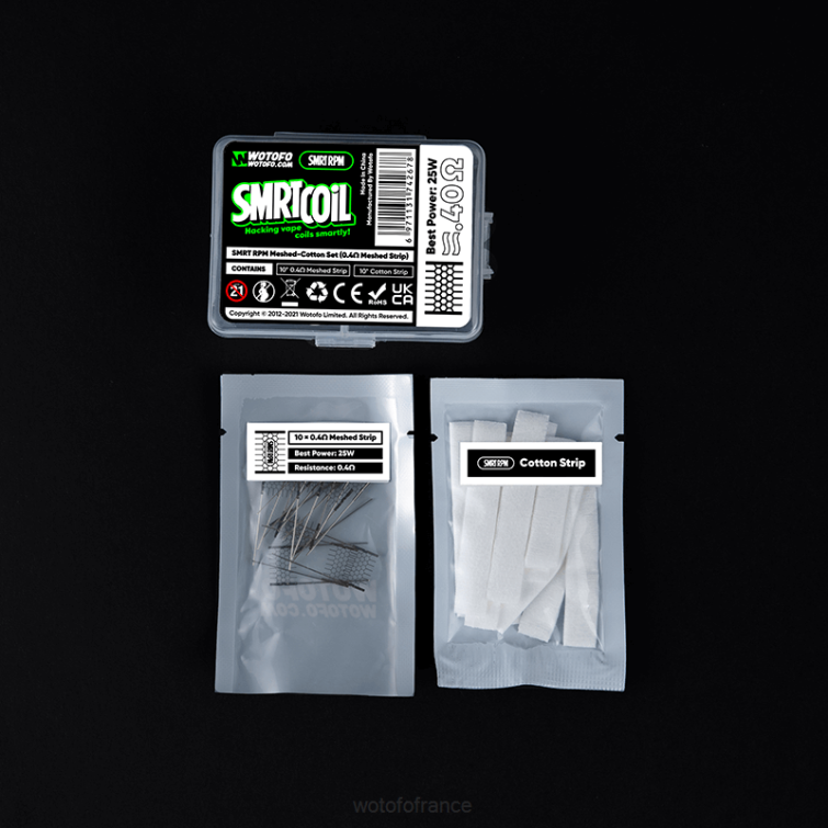 Wotofo SMRT ensemble en coton résille RPM Maille 0,4 ohm + coton BHZ8349 Wotofo vapes review